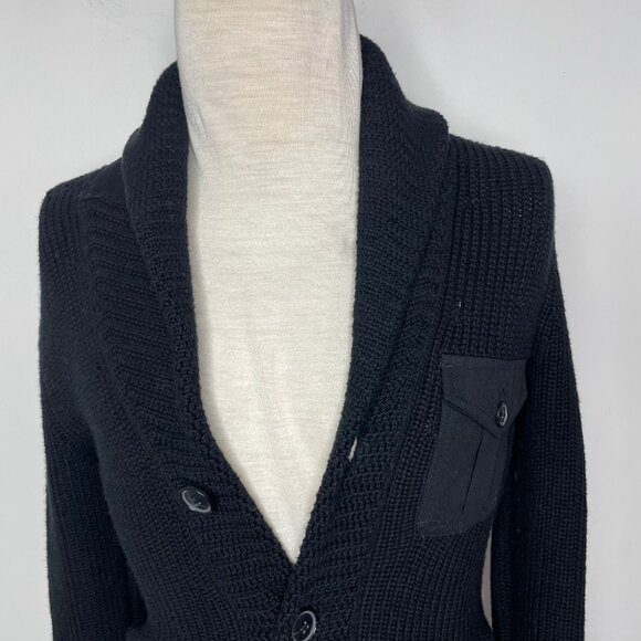 Banana Republic Men's Utility Shawl Neck Cardigan Knit Sweater Black XS Cotton - Picture 2 of 13